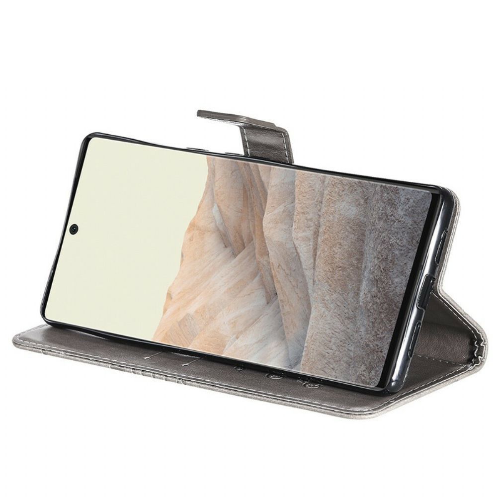 Flip Case voor Google Pixel 6 Pro Met Ketting Reusachtige Vlinders Met Bandjes