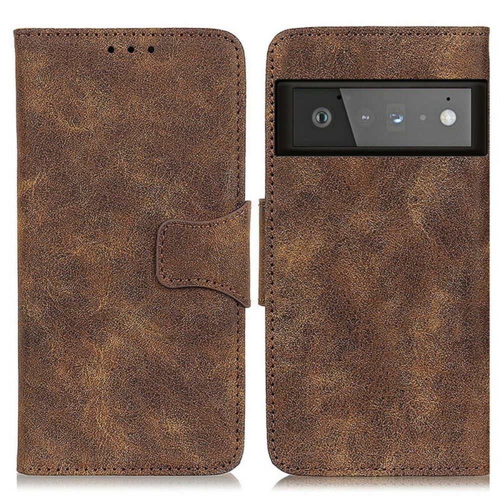 Folio-hoesje voor Google Pixel 6 Pro Flip Case Vintage Dubbelzijdige Magnetische Klep