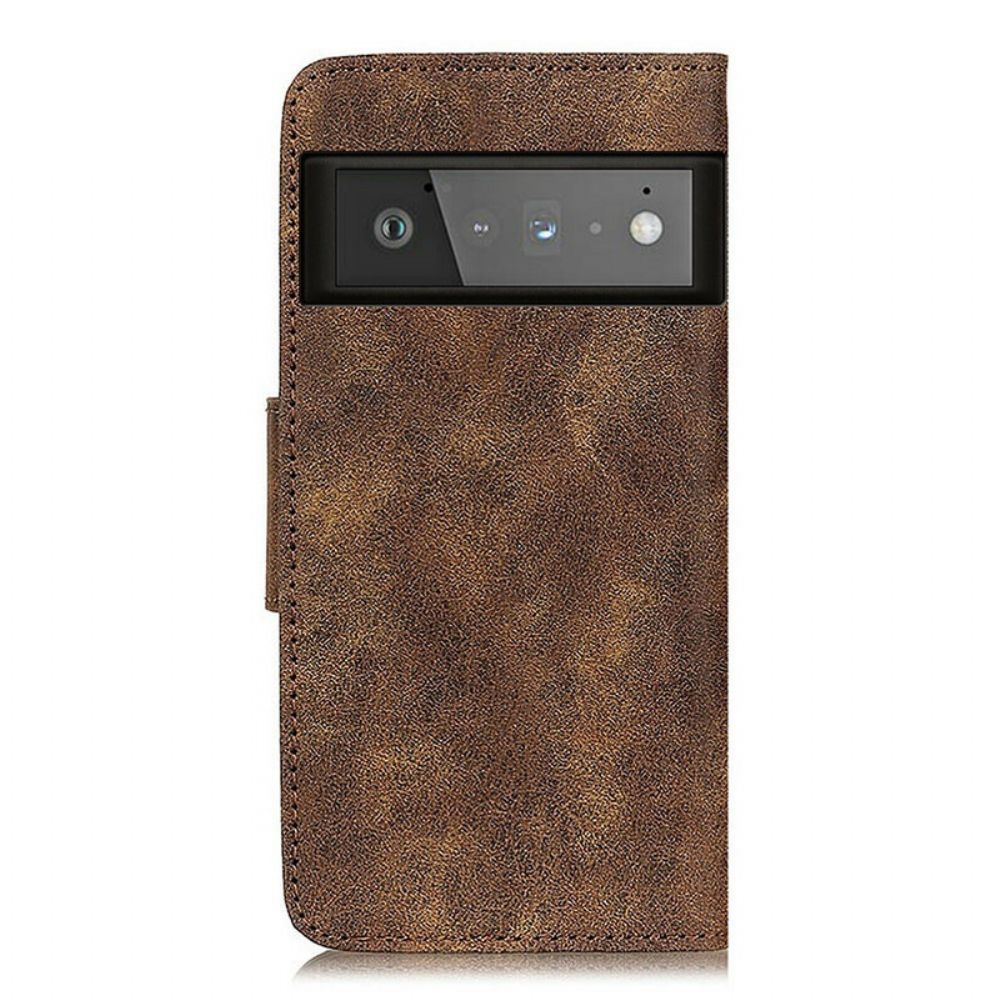 Folio-hoesje voor Google Pixel 6 Pro Flip Case Vintage Dubbelzijdige Magnetische Klep