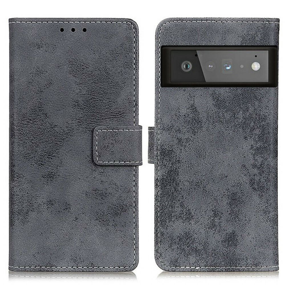 Folio-hoesje voor Google Pixel 6 Pro Vintage Leereffect