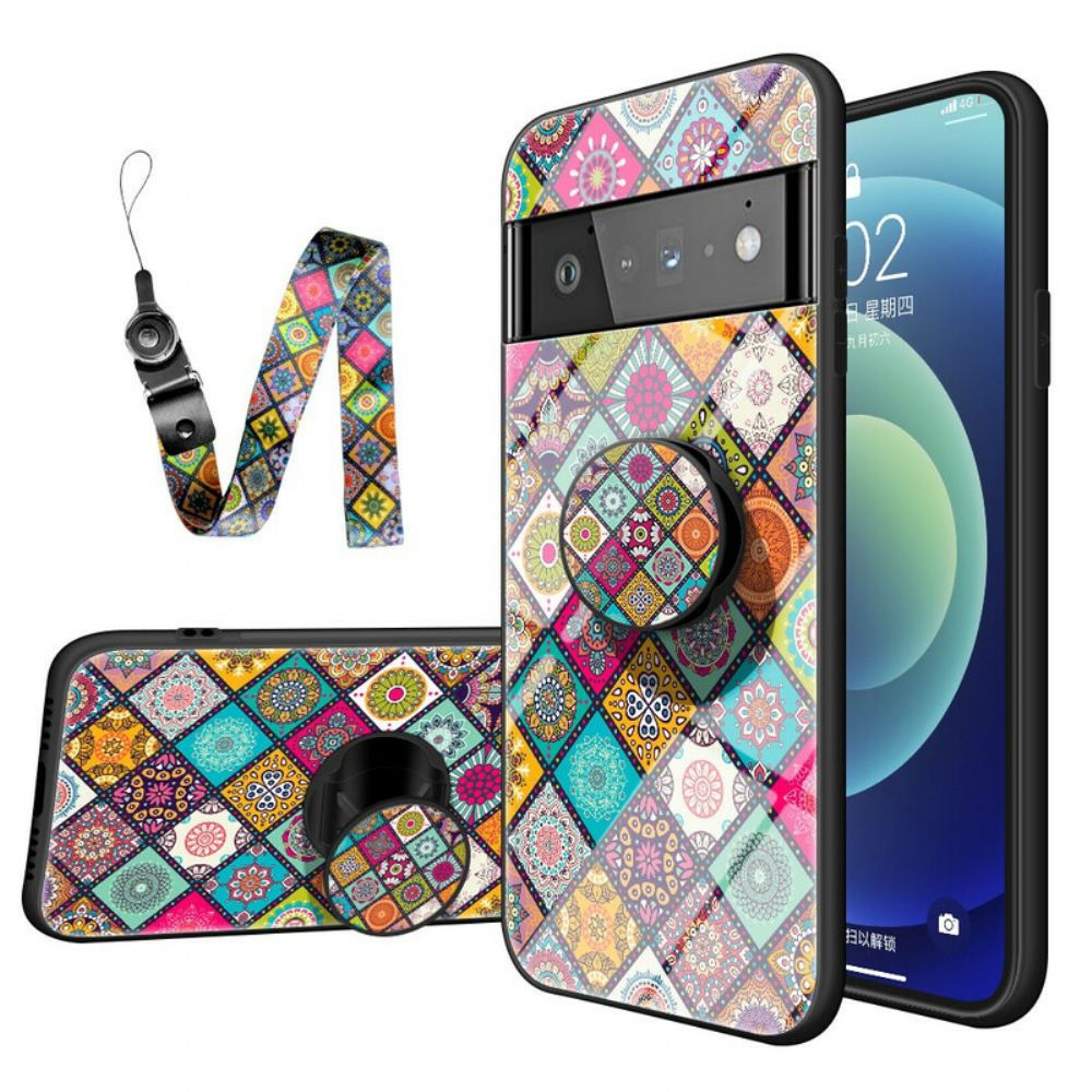 Hoesje voor Google Pixel 6 Pro Magnetische Patchwork Houder