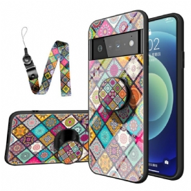 Hoesje voor Google Pixel 6 Pro Magnetische Patchwork Houder