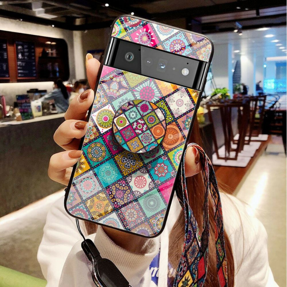 Hoesje voor Google Pixel 6 Pro Magnetische Patchwork Houder