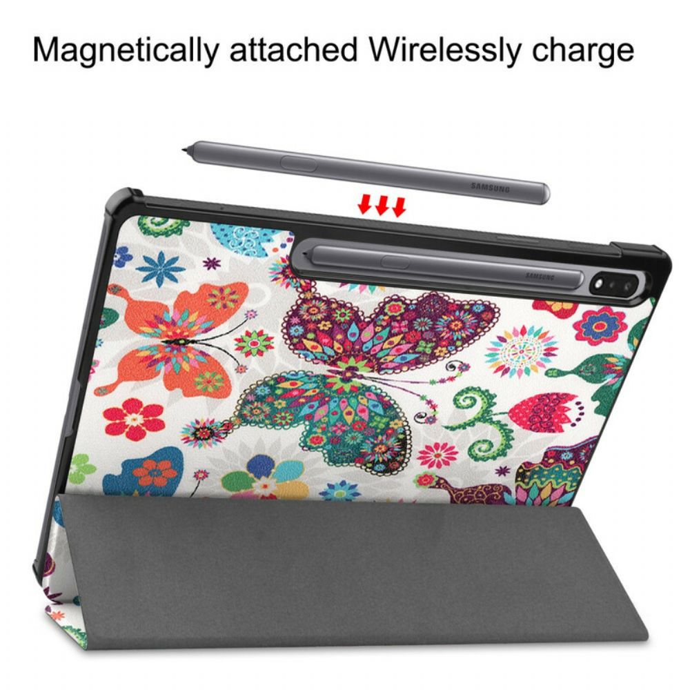 Bescherming Hoesje voor Samsung Galaxy Tab S7 Plus / Tab S8 Plus Versterkte Vlinders En Bloemen