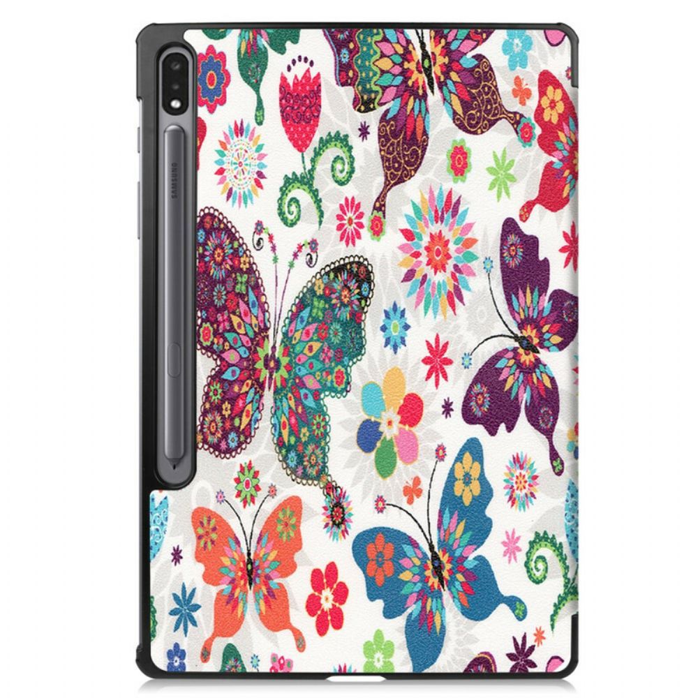 Bescherming Hoesje voor Samsung Galaxy Tab S7 Plus / Tab S8 Plus Versterkte Vlinders En Bloemen