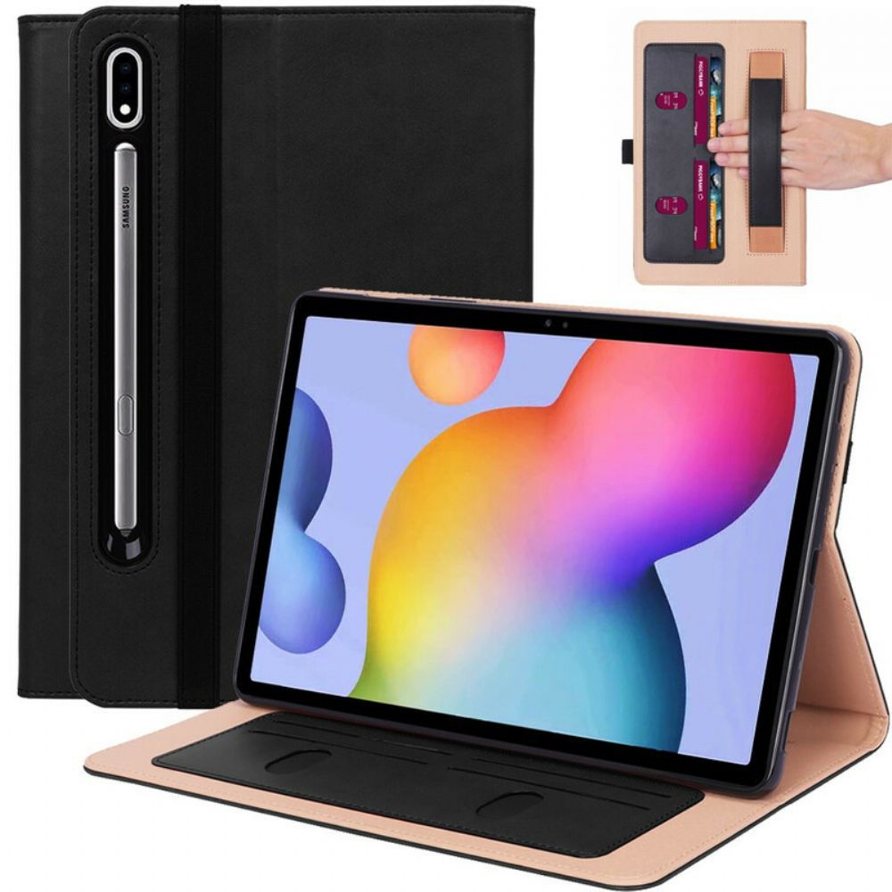 Case voor Samsung Galaxy Tab S7 Plus / Tab S8 Plus Lederen Stijl Met Riem