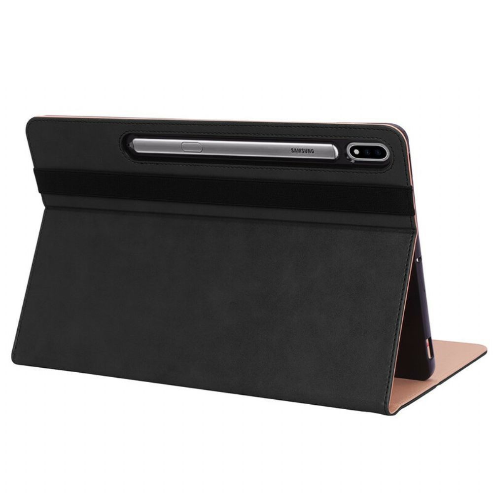 Case voor Samsung Galaxy Tab S7 Plus / Tab S8 Plus Lederen Stijl Met Riem