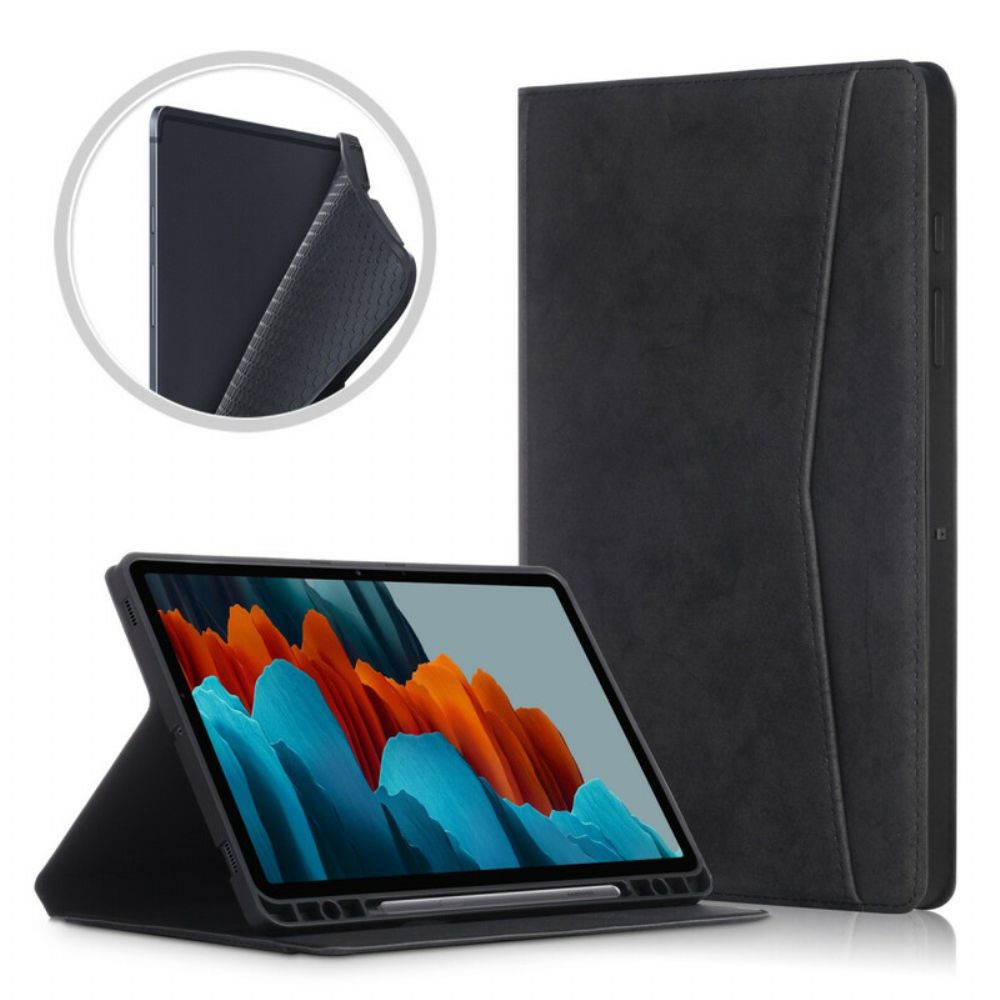 Case voor Samsung Galaxy Tab S7 Plus / Tab S8 Plus Zakelijk Leereffect