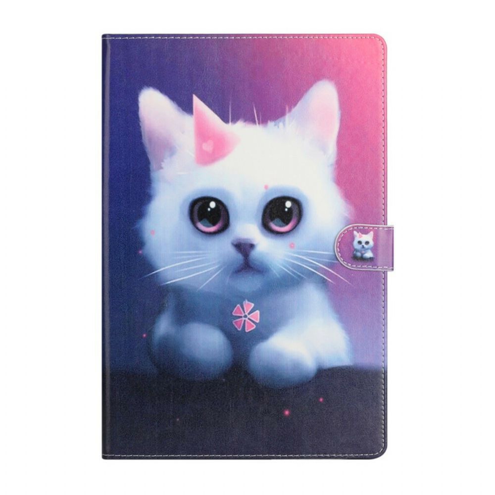 Flip Case voor Samsung Galaxy Tab S7 Plus / Tab S8 Plus Wit Katje