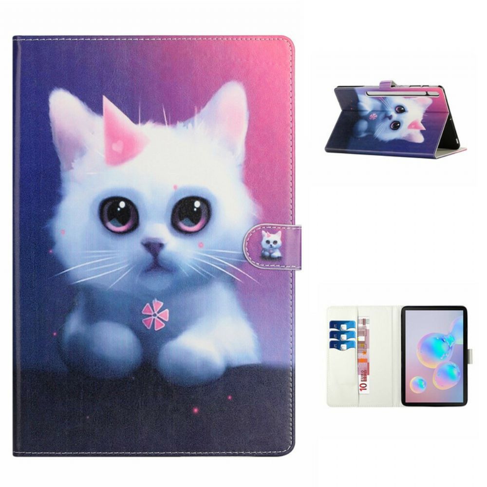 Flip Case voor Samsung Galaxy Tab S7 Plus / Tab S8 Plus Wit Katje