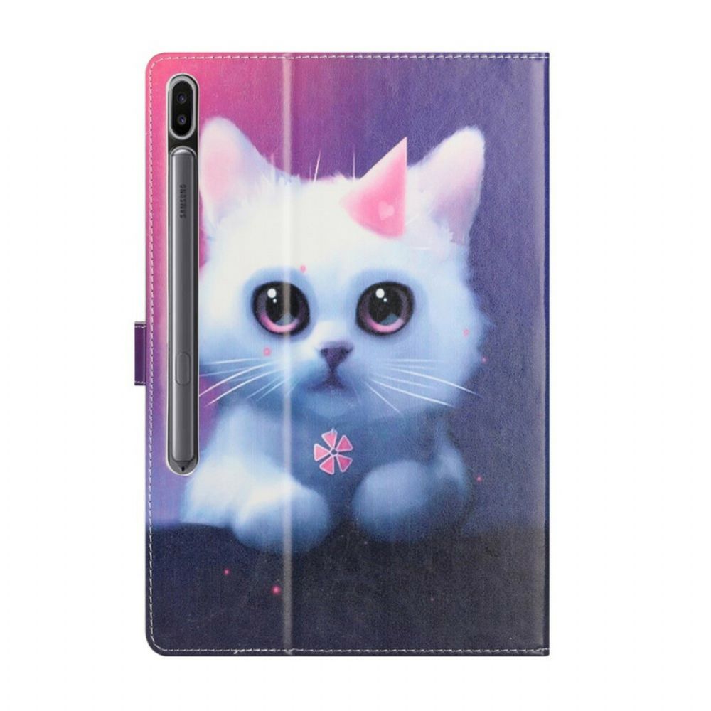 Flip Case voor Samsung Galaxy Tab S7 Plus / Tab S8 Plus Wit Katje