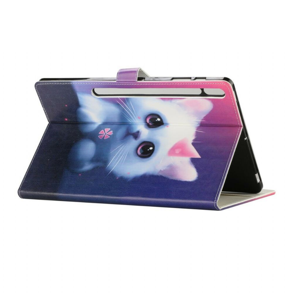 Flip Case voor Samsung Galaxy Tab S7 Plus / Tab S8 Plus Wit Katje