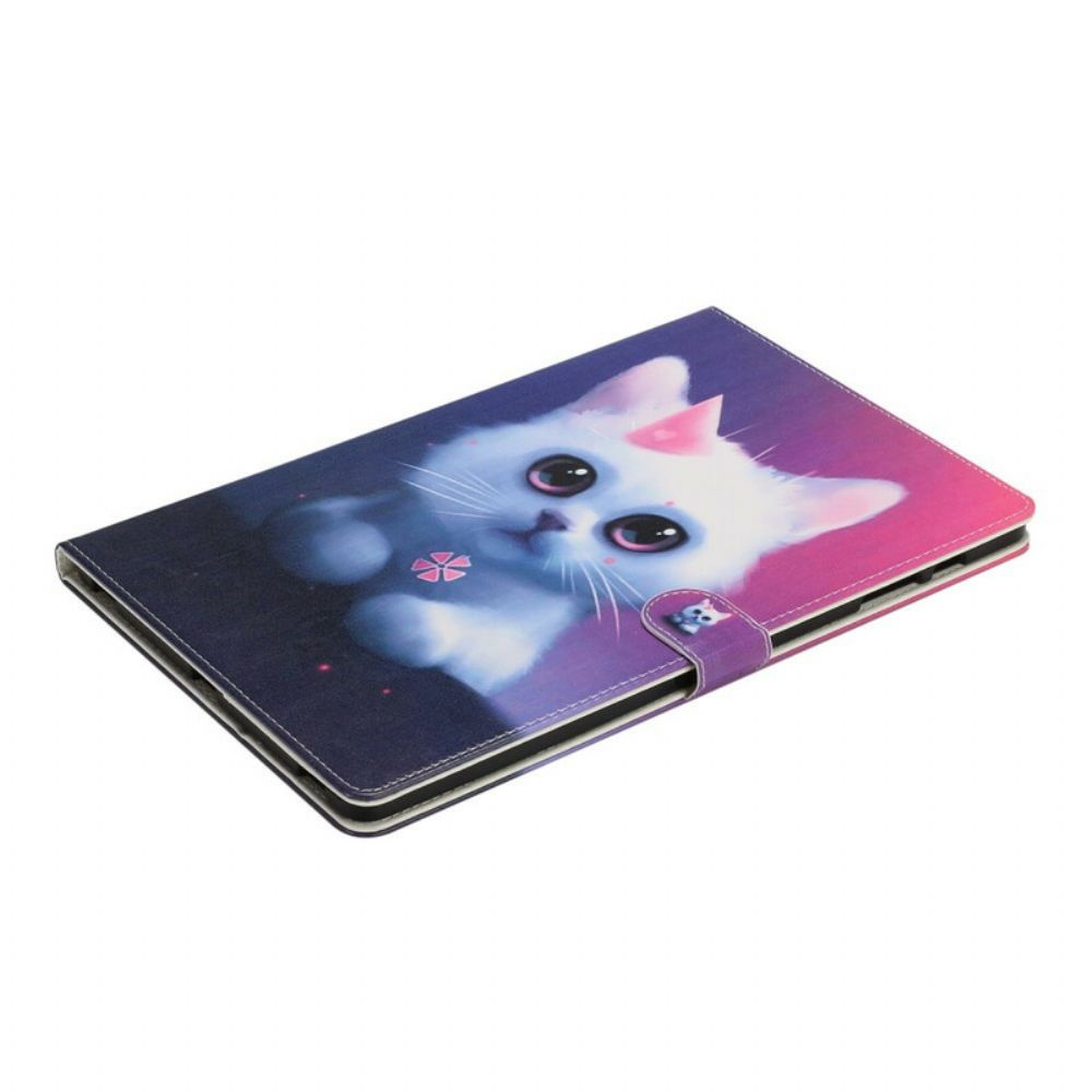 Flip Case voor Samsung Galaxy Tab S7 Plus / Tab S8 Plus Wit Katje