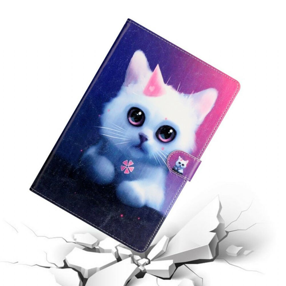 Flip Case voor Samsung Galaxy Tab S7 Plus / Tab S8 Plus Wit Katje