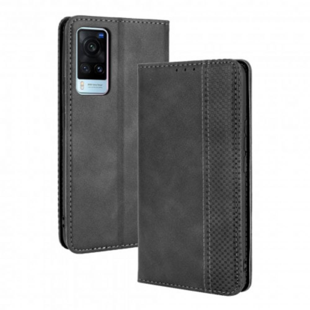 Bescherming Hoesje voor Vivo X60 Folio-hoesje Vintage Gestileerd Leereffect