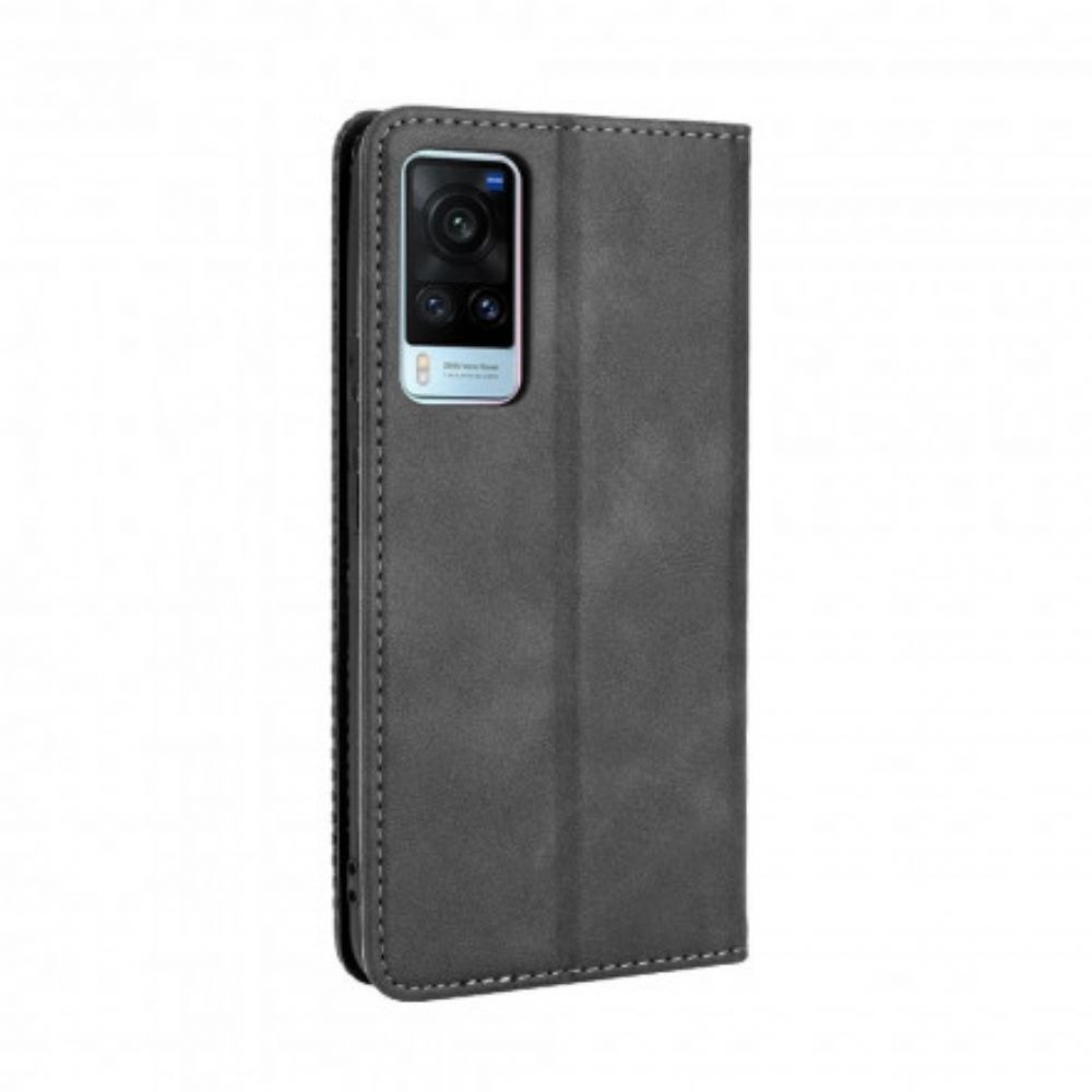 Bescherming Hoesje voor Vivo X60 Folio-hoesje Vintage Gestileerd Leereffect