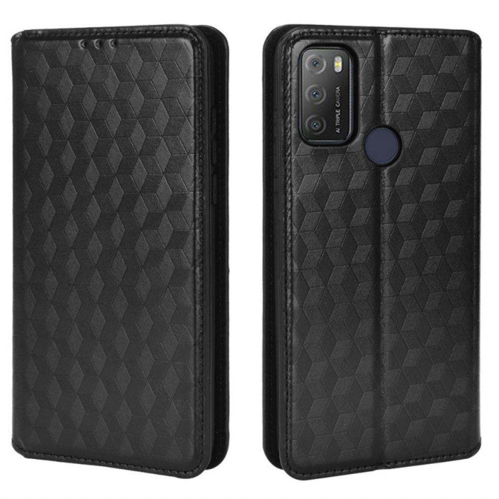 Bescherming Hoesje voor Alcatel 1S / 3L (2021) Folio-hoesje Diamant Leder Effect