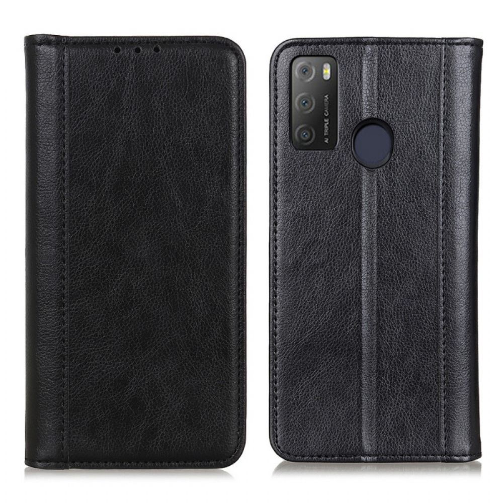 Bescherming Hoesje voor Alcatel 1S / 3L (2021) Folio-hoesje Elegance Split Litchi Leer