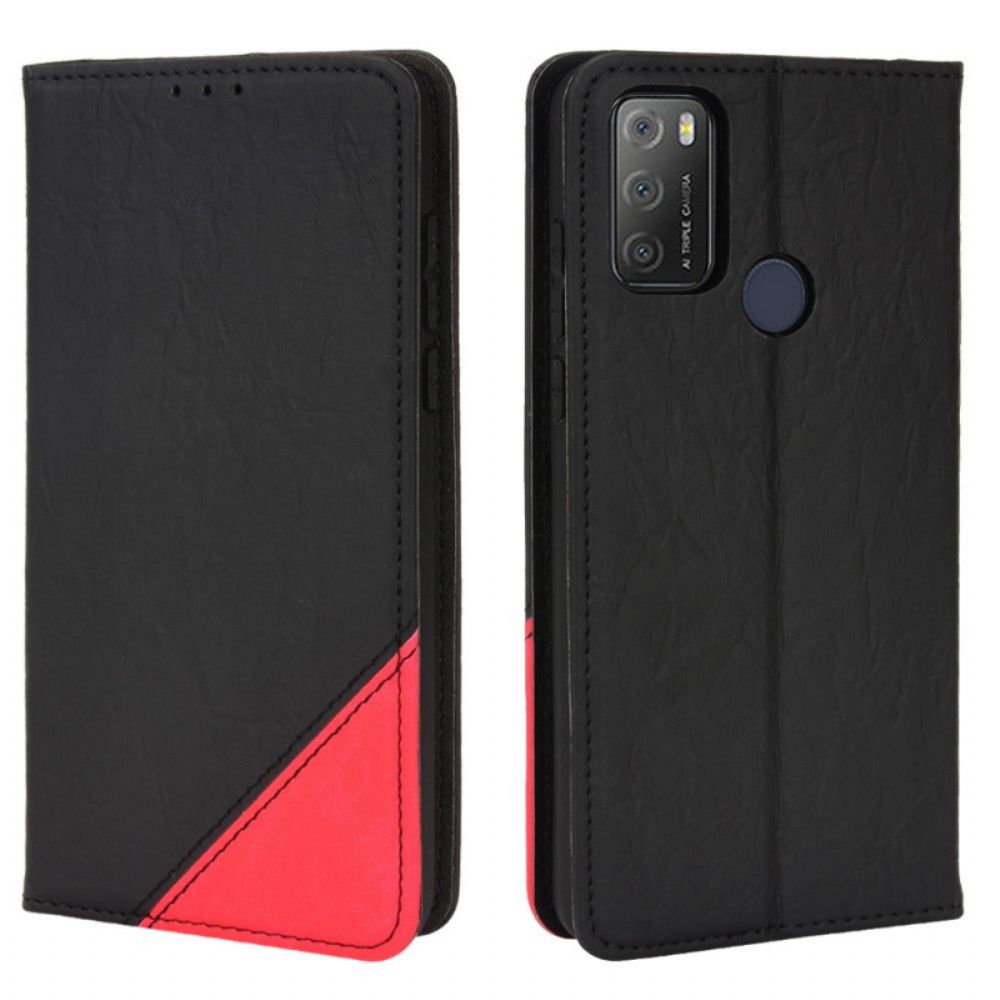 Bescherming Hoesje voor Alcatel 1S / 3L (2021) Folio-hoesje Slant Bicolor Imitatieleer