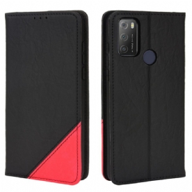 Bescherming Hoesje voor Alcatel 1S / 3L (2021) Folio-hoesje Slant Bicolor Imitatieleer