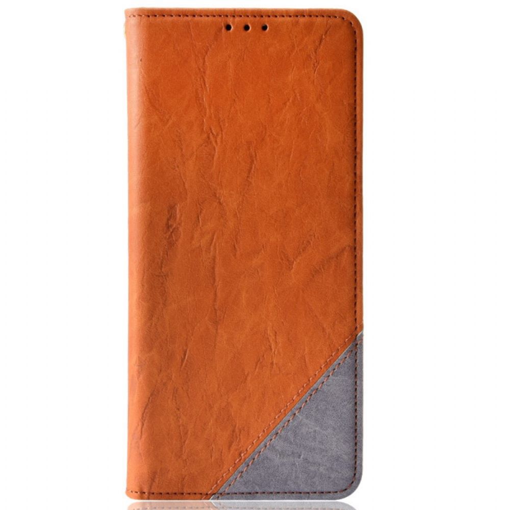 Bescherming Hoesje voor Alcatel 1S / 3L (2021) Folio-hoesje Slant Bicolor Imitatieleer