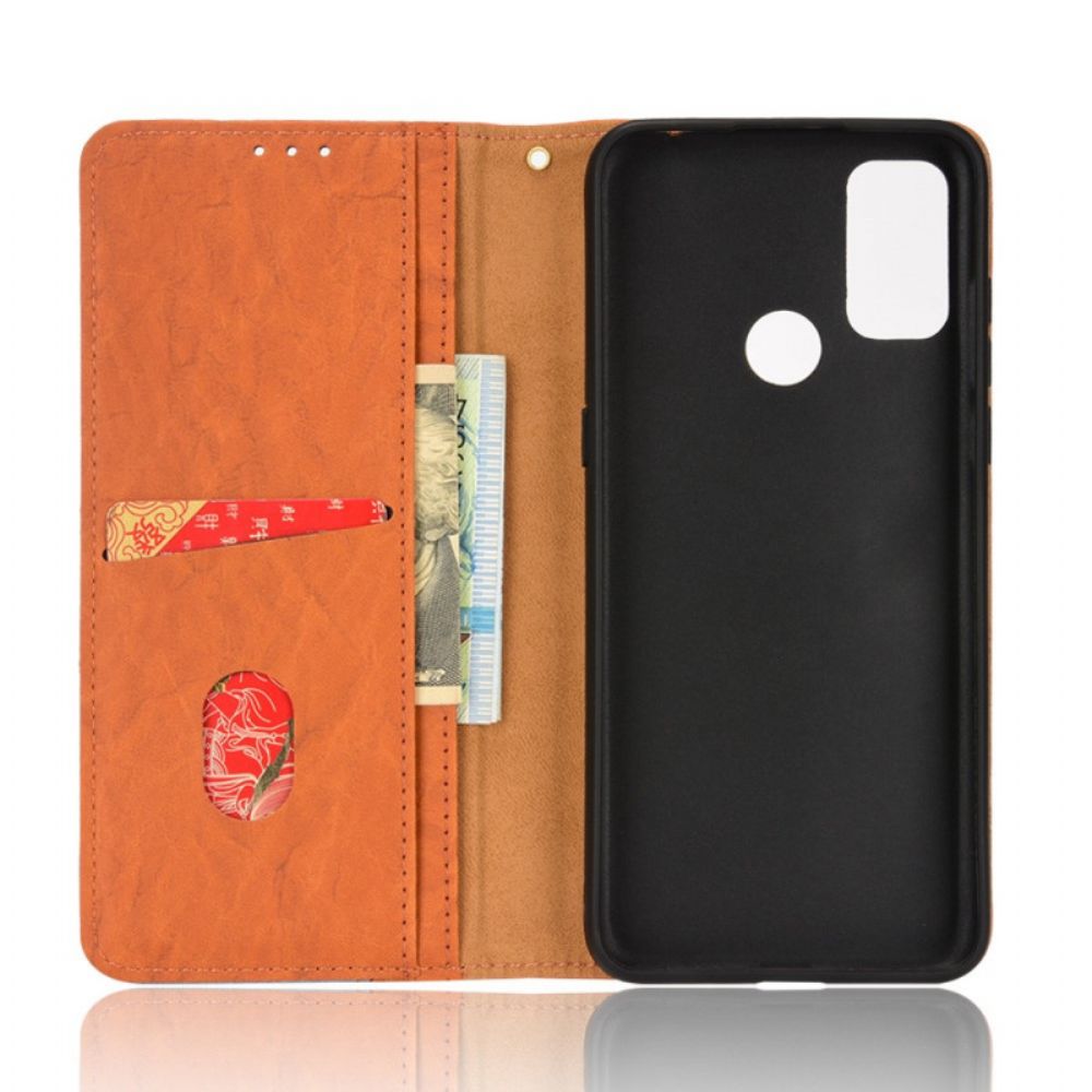 Bescherming Hoesje voor Alcatel 1S / 3L (2021) Folio-hoesje Slant Bicolor Imitatieleer