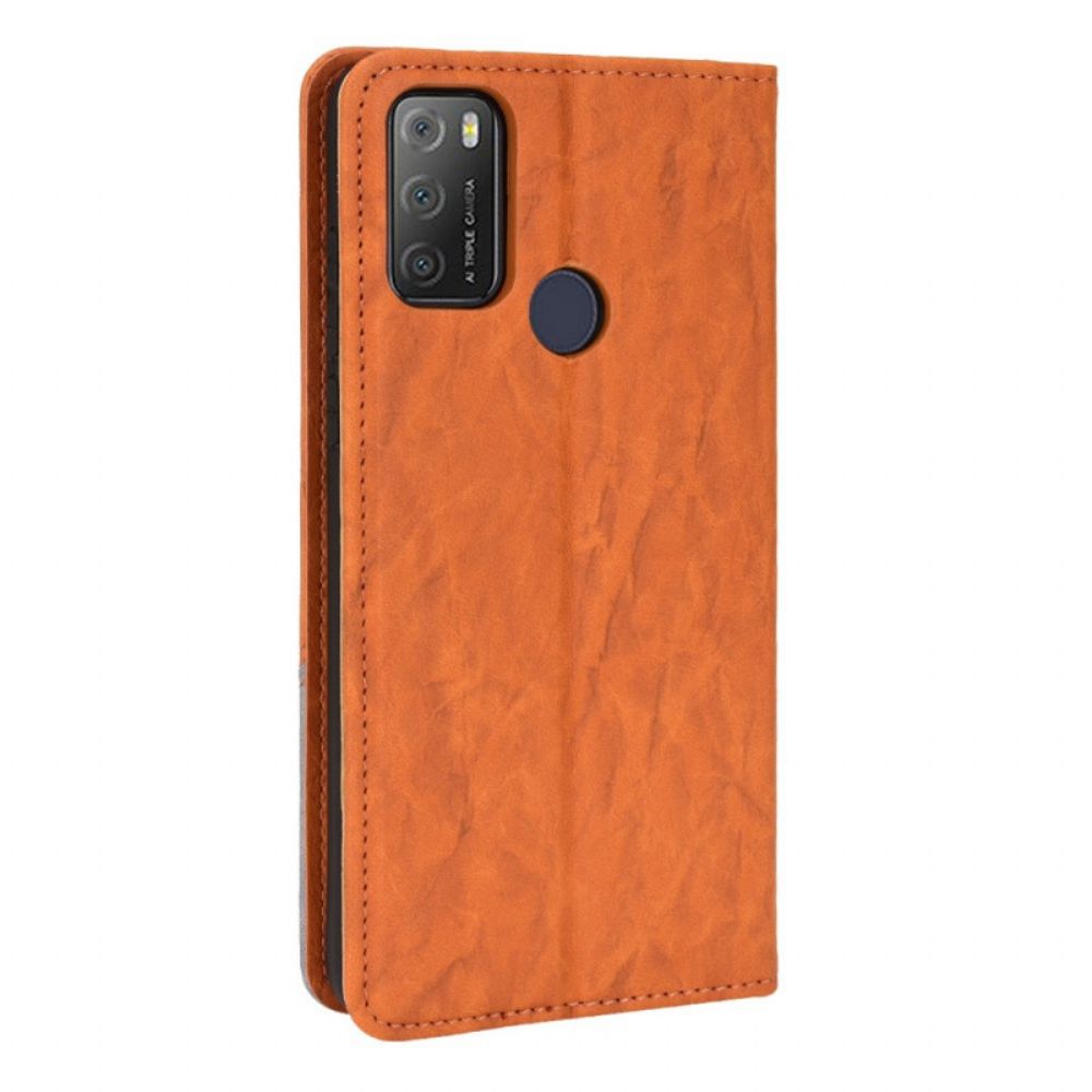 Bescherming Hoesje voor Alcatel 1S / 3L (2021) Folio-hoesje Slant Bicolor Imitatieleer