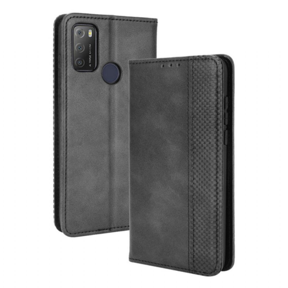 Bescherming Hoesje voor Alcatel 1S / 3L (2021) Folio-hoesje Vintage Gestileerd Leereffect