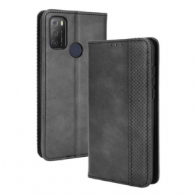 Bescherming Hoesje voor Alcatel 1S / 3L (2021) Folio-hoesje Vintage Gestileerd Leereffect