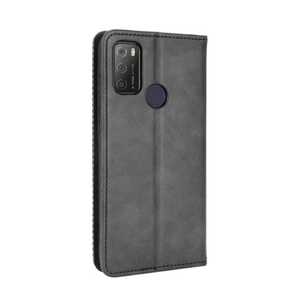 Bescherming Hoesje voor Alcatel 1S / 3L (2021) Folio-hoesje Vintage Gestileerd Leereffect