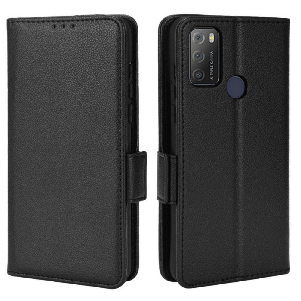 Leren Hoesje voor Alcatel 1S / 3L (2021) Folio-hoesje Dubbele Nieuwe Kleuren Flap