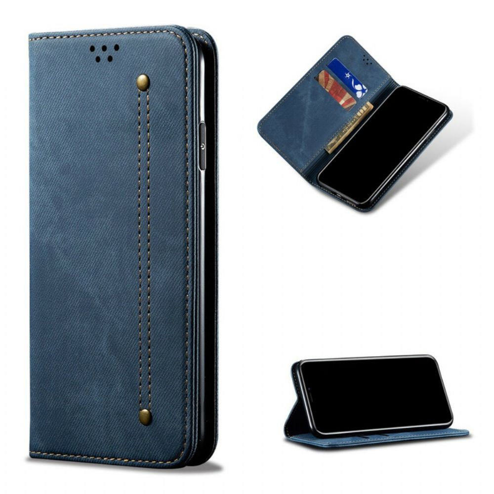 Bescherming Hoesje voor Realme 7i Folio-hoesje Denim Stof