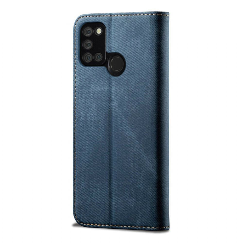 Bescherming Hoesje voor Realme 7i Folio-hoesje Denim Stof