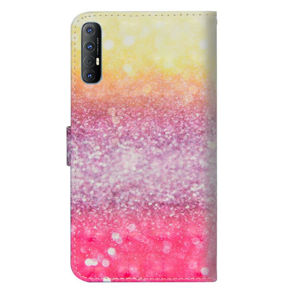 Folio-hoesje voor Oppo Find X2 Neo Magenta Glitterverloop