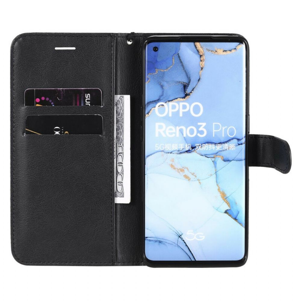 Folio-hoesje voor Oppo Find X2 Neo Met Ketting Effen Kleur Serie Riem