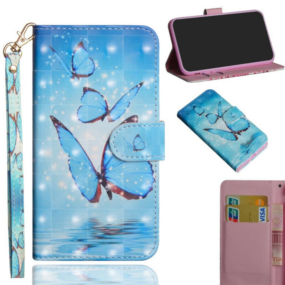 Flip Case voor Samsung Galaxy Note 20 Ultra Vliegende Blauwe Vlinders