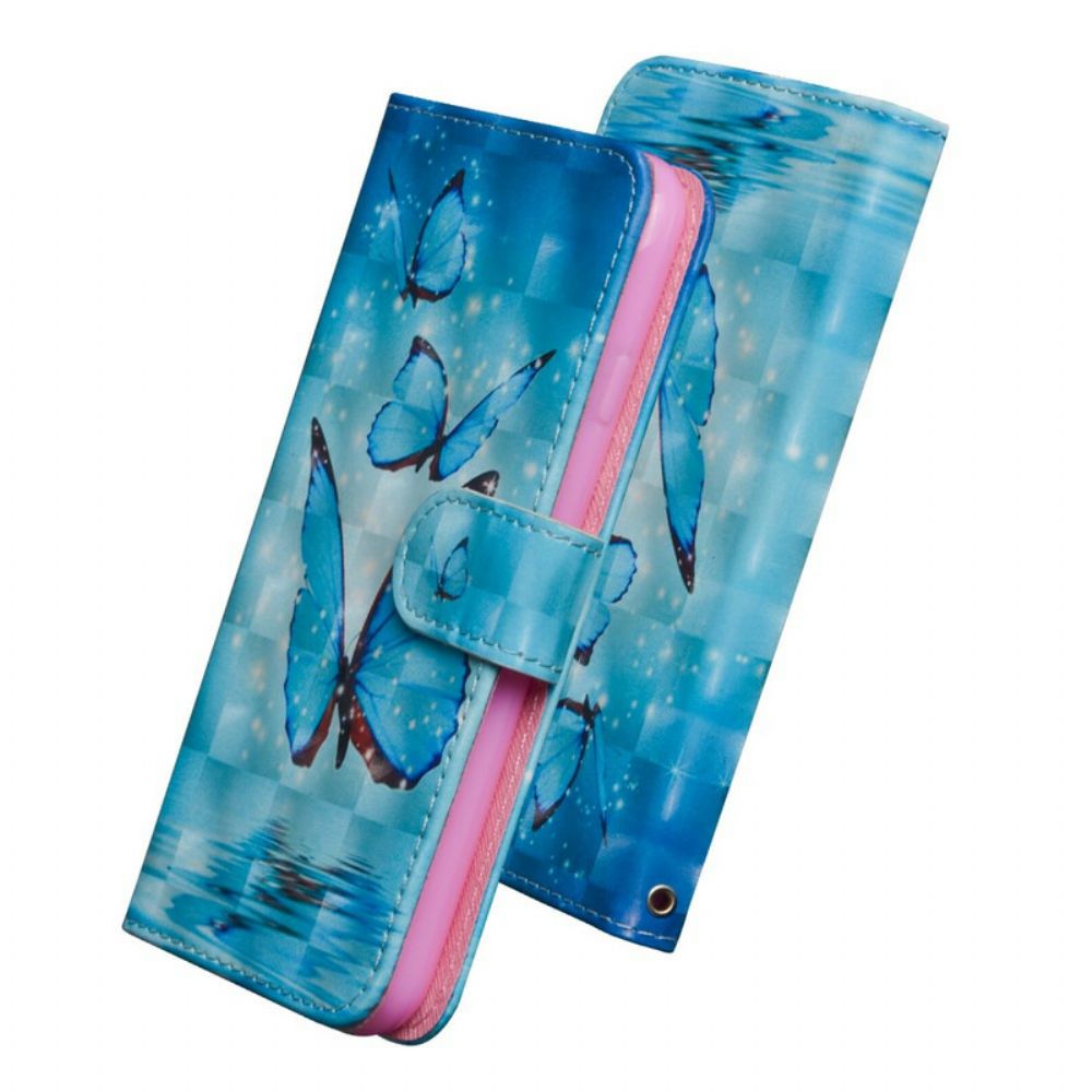 Flip Case voor Samsung Galaxy Note 20 Ultra Vliegende Blauwe Vlinders