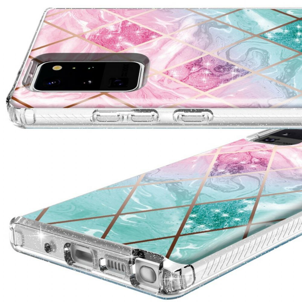 Hoesje voor Samsung Galaxy Note 20 Ultra Glitter Marmeren Tegels