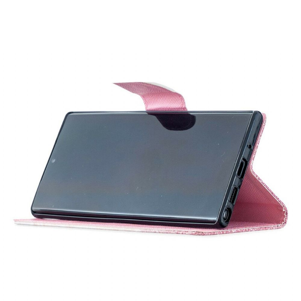 Leren Hoesje voor Samsung Galaxy Note 20 Ultra Met Ketting Roze Marmer Met Verwijderbare Riem