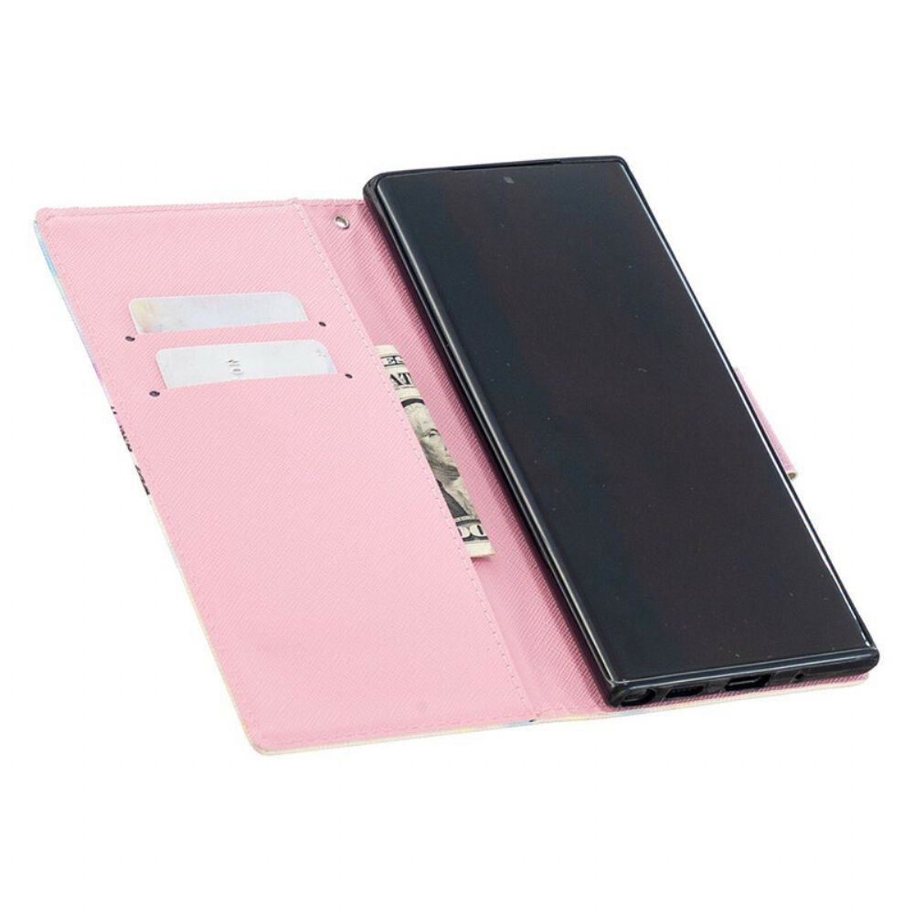 Leren Hoesje voor Samsung Galaxy Note 20 Ultra Met Ketting Roze Marmer Met Verwijderbare Riem