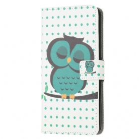 Leren Hoesje voor Samsung Galaxy Note 20 Ultra Slapende Uil