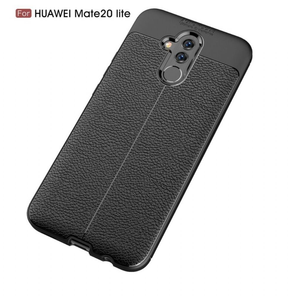 Hoesje voor Huawei Mate 20 Lite Dubbele Lijn Litchi Leereffect