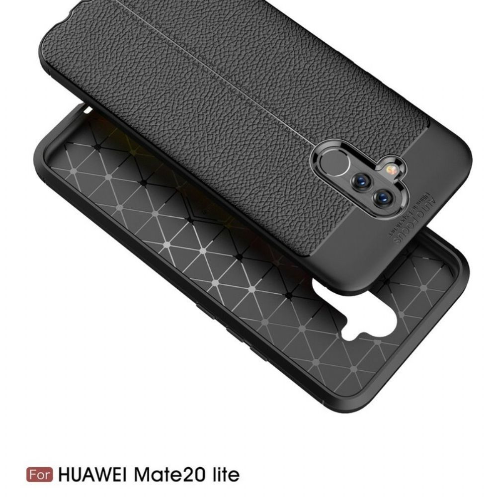 Hoesje voor Huawei Mate 20 Lite Dubbele Lijn Litchi Leereffect