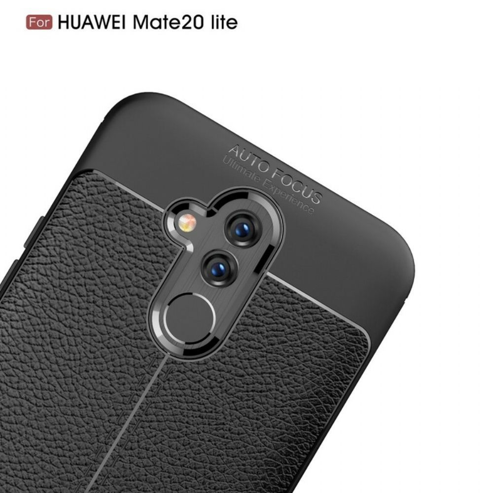 Hoesje voor Huawei Mate 20 Lite Dubbele Lijn Litchi Leereffect