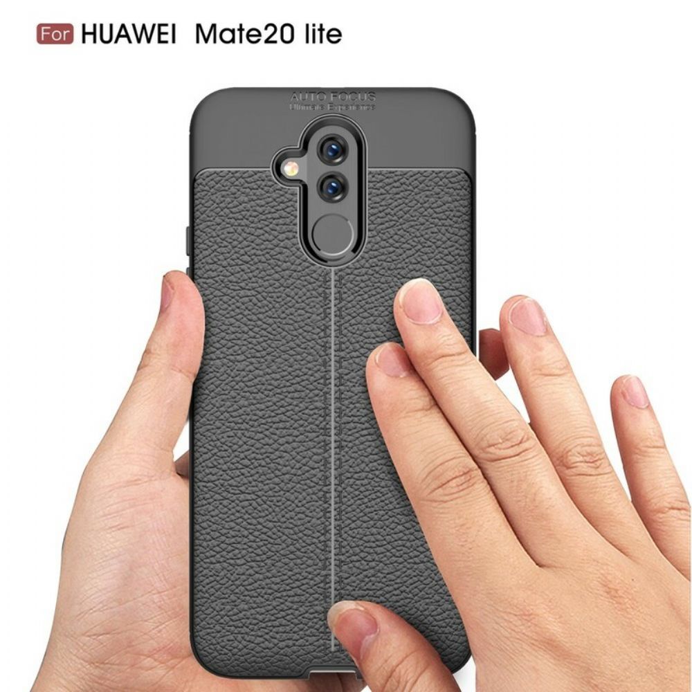 Hoesje voor Huawei Mate 20 Lite Dubbele Lijn Litchi Leereffect