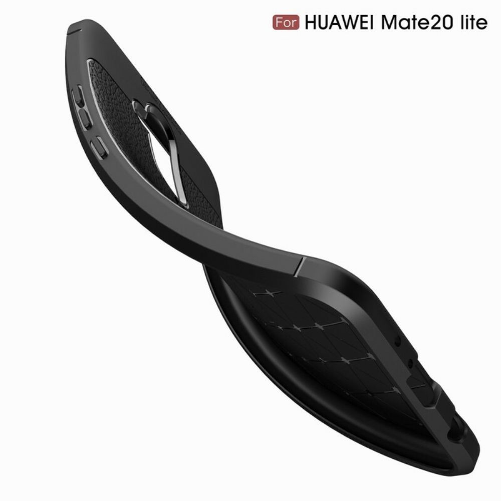 Hoesje voor Huawei Mate 20 Lite Dubbele Lijn Litchi Leereffect