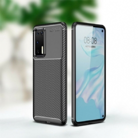 Hoesje voor Huawei P40 Flexibele Koolstofvezeltextuur