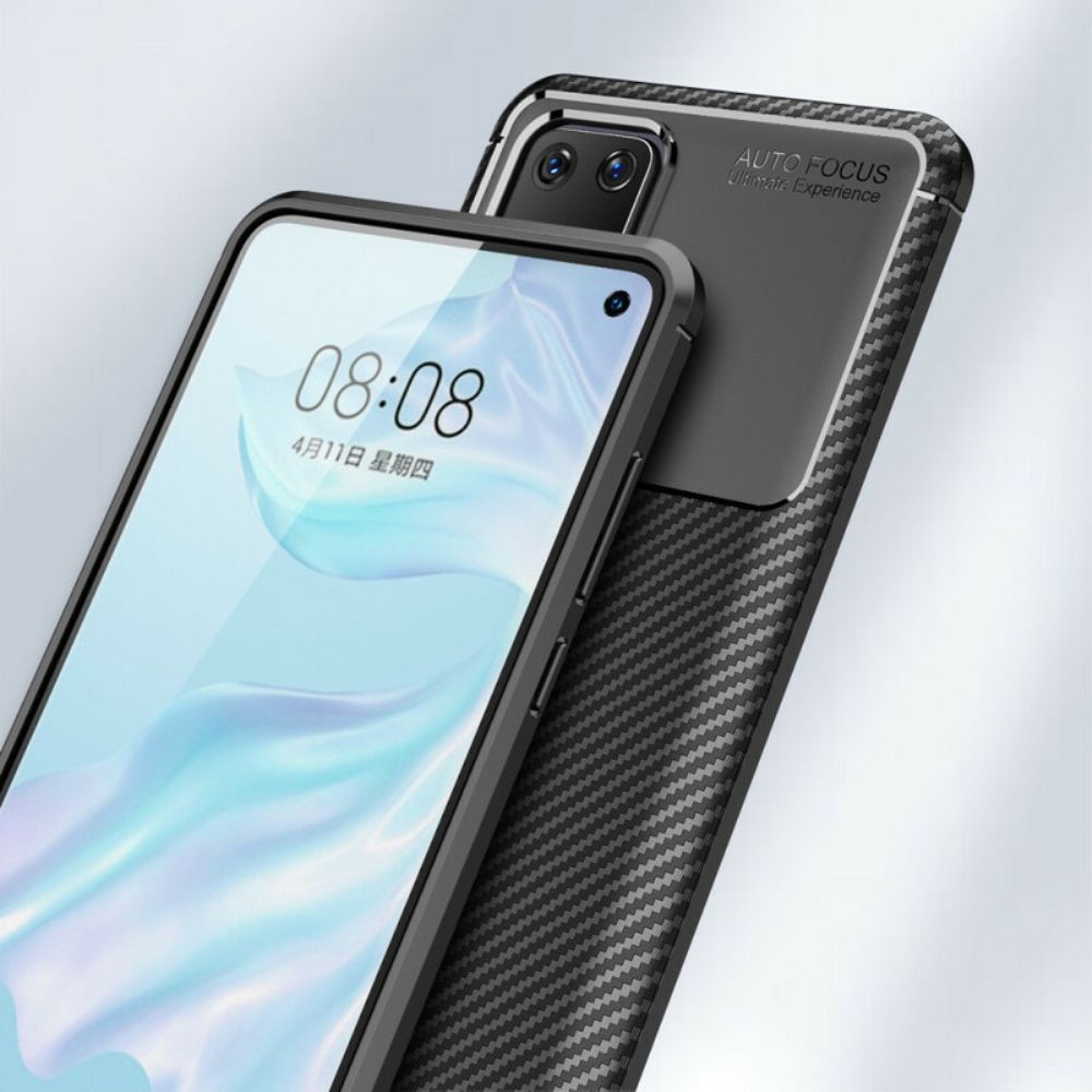 Hoesje voor Huawei P40 Flexibele Koolstofvezeltextuur