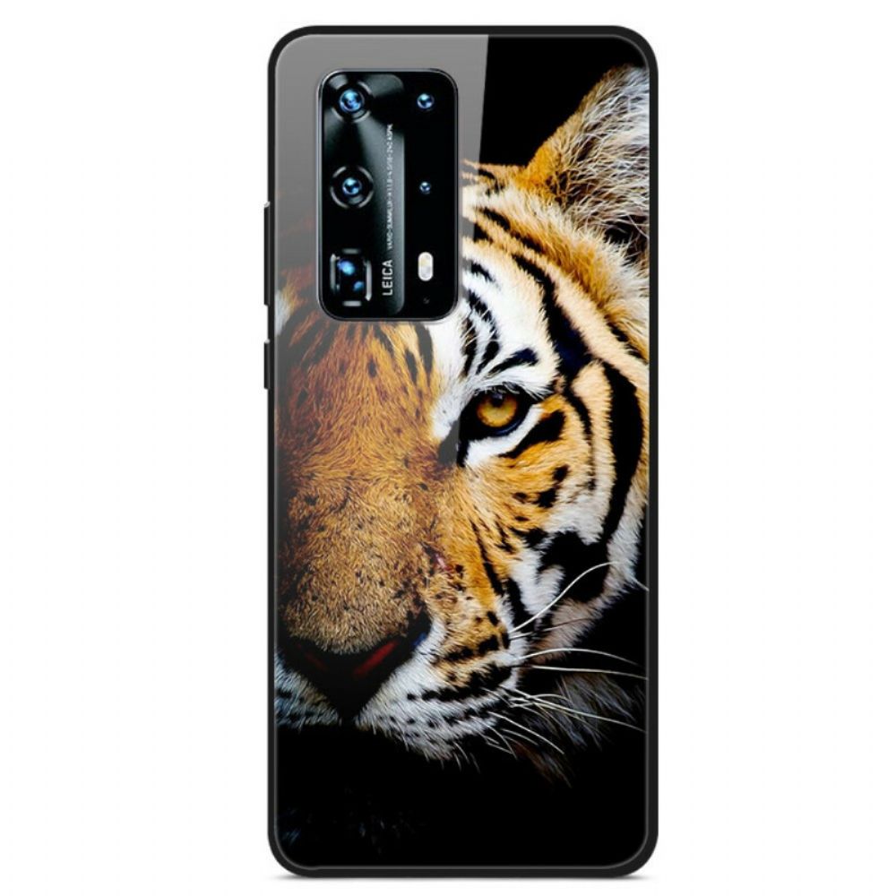 Telefoonhoesje voor Huawei P40 Realistisch Tijger Gehard Glas