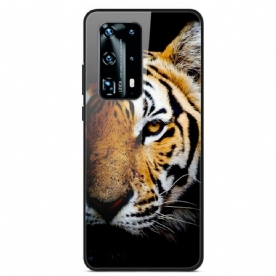 Telefoonhoesje voor Huawei P40 Realistisch Tijger Gehard Glas